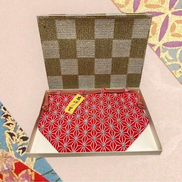 Vintage Japanese Drawstring Bag Kimono Purse, Cloth Pouch Kinchaku Bag Purse - Picture 3 of 7